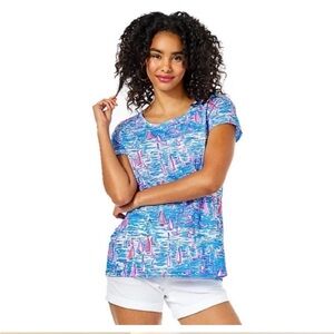NEW Lilly Pulitzer Etta Cotton Shirt Zanzibar Blue Boatylicious Size XS 🩷🩵💙